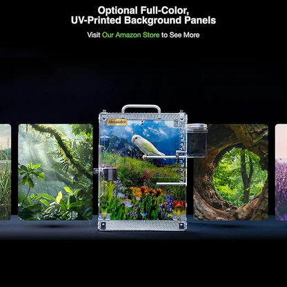 GuineaLoft Custom Acrylic Bird Cage (Model-ET2) - Crystal Clear, Small, Medium, Large Cages for Birds, Custom Made, Optional Personalized Name Plate, Background, Accessories, Visit GuineaLoft Store