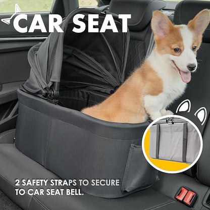 3 in 1 Pet Stroller with Removable Carrier, Folding Stroller for Small/Medium Dogs and Cats, Waterproof, All-Terrain, with Sun Shades, Car Seat