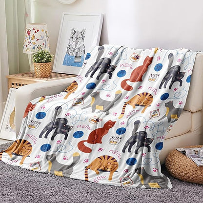 Cat Blanket, Cats Gifts for Girls Women, Cat Gift for Cats Lovers, Birthday Gifts Decor Throw Blanket 50"x60"