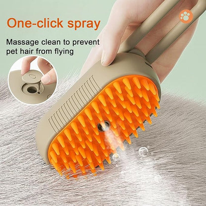 4 IN 1 Steam Pet Brush for Cats & Dogs, 84 Massage Teeth Spa-Level Electric Grooming Tool with Static-Free Shedding & Steam Cleaning, 150min Rechargeable Deshedder (Khaki)