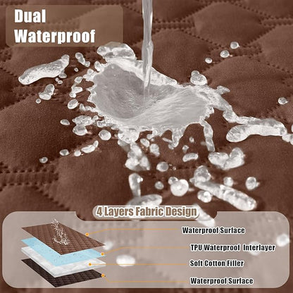 Smiry Waterproof Dog Blanket, Soft Dog Bed Cover Pet Blanket, Reversible Couch Cover for Dogs Washable, Pet Couch Covers for Sofa Furniture Protector for Puppy Cat (82x82 Inch, Brown/Chocolate)