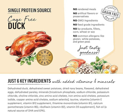 The Honest Kitchen Limited Ingredient Duck Grain Free Dehydrated Dog Food - Duck, 10 Pound Box