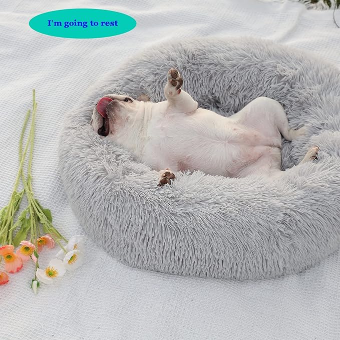 nononfish Dog Beds for Medium Dogs Washableï¼28 inches Gray Calming and Anti Anxiety Fits up to 45 lbs Pets Beds for Medium Dog.