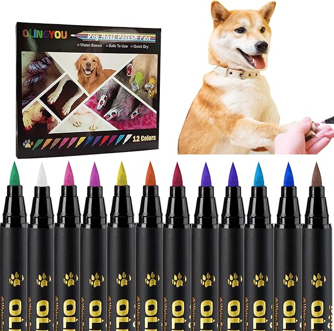 Dog Nail Polishï¼ Dog Nail Polish Pens Quick Dry-12 Colors, Pet Nail Polish Set for Dogsï¼ DIY Dogs Puppy Nails, Dog Safe Nail Polish Non Toxic, Odorless, Easy to Applyt