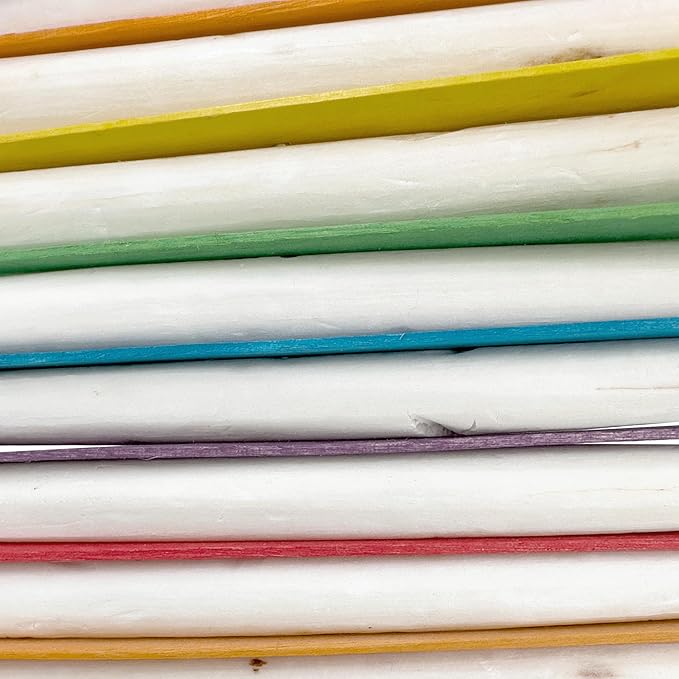 by M&M 1129 Ringing Rainbow Sola Stick Stack - Handcrafted Chewing Bird Cage Fun, Colorful Wooden Chew Slats, Natural Skinny Sola Sticks, Natural Sola Cubes, Shape Changing