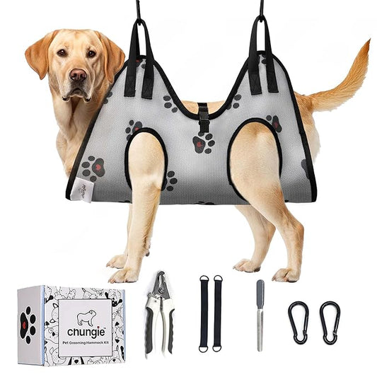 Dog Grooming Hammock for XL Dogs  Dog Restraint for Nail Trimming with Pet Nail Clipper  Dog Sling for Grooming, Dog Hammock for Nail Cutting & Grooming Harness(Legs Spacing:15-18.5)/Max W:85lb)