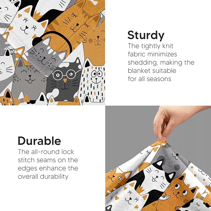 Cat Blanket, Cats Gifts for Girls Women, Cat Gift for Cats Lovers, Birthday Gifts Decor Throw Blanket 50"x60"