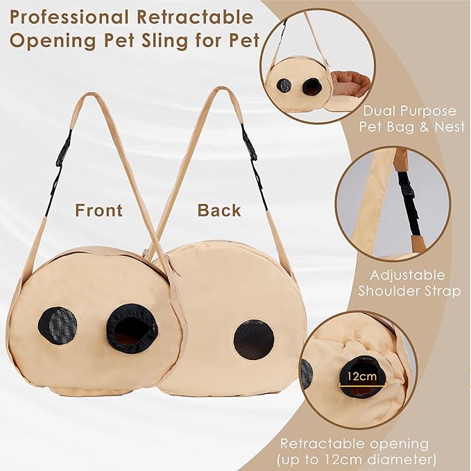 Small Dog Carrier Sling and Pet Nest, Soft-Sided Pet Sling Carrier with Thick Padded, Reversible Puppy Pouch with Breathable Mesh, Adjustable Strap, Dual-use Dog/Cat Travel Bag/Bed for Outdoor（5-22lb）