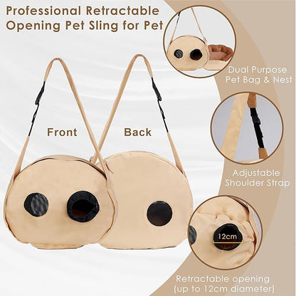 Small Dog Carrier Sling and Pet Nest, Soft-Sided Pet Sling Carrier with Thick Padded, Reversible Puppy Pouch with Breathable Mesh, Adjustable Strap, Dual-use Dog/Cat Travel Bag/Bed for Outdoor（5-22lb）