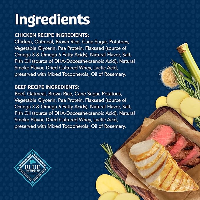 Blue Buffalo Bits Soft Dog Treats for Training, Made With Natural Ingredients & Enhanced with DHA, Chicken & Beef 19-oz Variety Pack, 2 ct