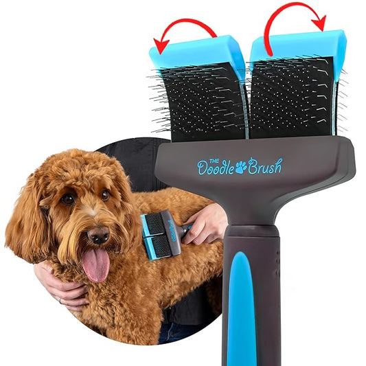 Slicker and Detangling Dog Brush for Cockapoo, Goldendoodle, Poodle, Long Haired Dogs (Double Head)