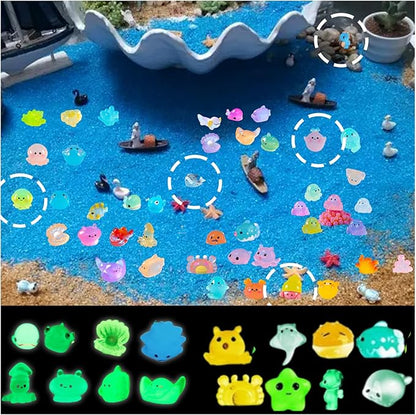 Resin Animals Variety Pack 100 PCS Mini Ocean Animals Figures Ornaments Mini Luminous Resin Figures to Hide for DIY Fish Tank Accessories Micro Landscape Craft