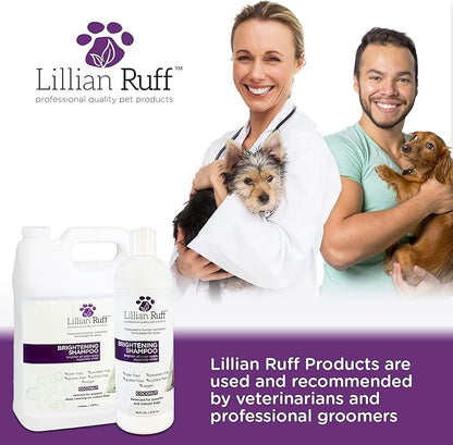 Lillian Ruff Ultra-Brightening Professional Whitening Shampoo for Dogs with Aloe & Coconut Oil for Dry Skin & Itch Relief - pH-Balanced Dog Whitening Shampoo Remove Stains, Yellowing, & Odor (16oz)