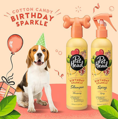 Pet Head Birthday Sparkle Dog Shampoo | Cotton Candy Scent | Shampoo for Dogs with Sensitive Skin | Dog Birthday Present | Vegan | Gentle Formula for Puppies | Made in USA | 10.1 fl. oz.