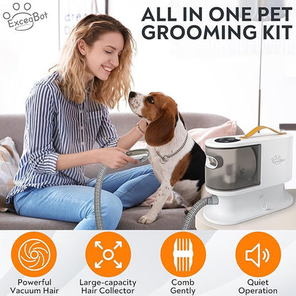 Dog Grooming Vacuum, Dog Grooming Kit 12kPa Suction Hair Remover Low Noise Pet Brush Vacuum Collects 99% Hair, 2L Dust Cup, 5 Proven Grooming Tools for Cats, Other Animals and Home Cleaning