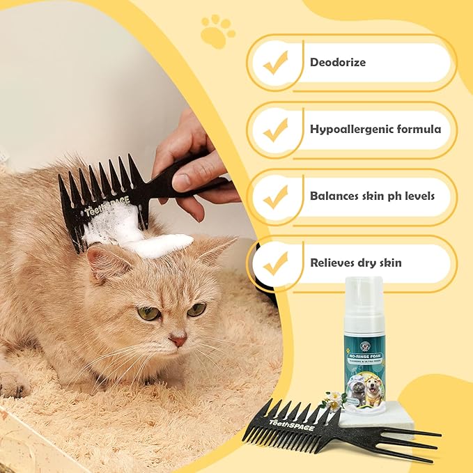 Dog Dry Shampoo - Waterless Deodorizing Foam for Cats and Dogs - Odor Control, Itching Relief, and Allergy-Friendly Pet Cleaning Supplies - No Rinse Needed