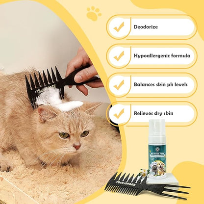 Dog Dry Shampoo - Waterless Deodorizing Foam for Cats and Dogs - Odor Control, Itching Relief, and Allergy-Friendly Pet Cleaning Supplies - No Rinse Needed