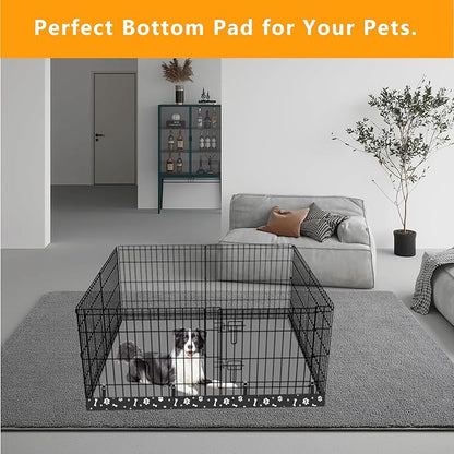 Dog Playpen Square Bottom Pad Fits for 48 Inch 8 Panels Metal Exercise Pet Playpen, Dog Crate Pad Puppy Playpen Pad, Elastic Buckles Connections.(Note: Playpen Not Included) -Gray