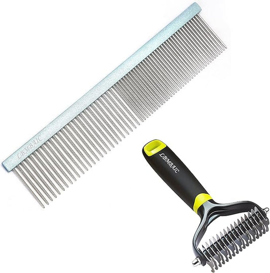 Dog and Cat Brush For Shedding Mats&Knots&Tangles High Effective.Dog Metal Comb for Grooming With Long Pin shiny Color. (X2PCS)