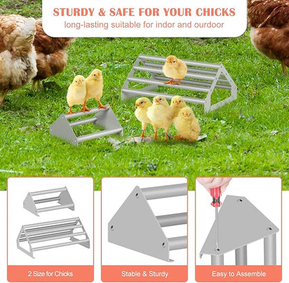 2 Pack Chick Perch Chick Toys for Brooder Chicken Perch for Coop Strong Chick Jungle Gym Roosting Bar Stand for Chicken, Chick, Bird, Easy to Assemble and Clean, Indoor/Outdoor Use, Large and Small
