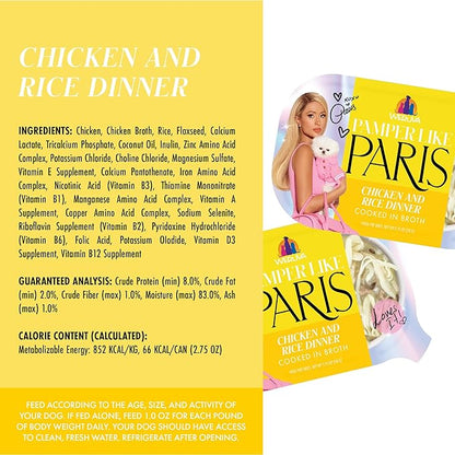 Weruva Paris Hilton Pamper Like Paris Natural Wet Dog Food, Chicken and Rice, 2.75oz Cup (Pack of 10)
