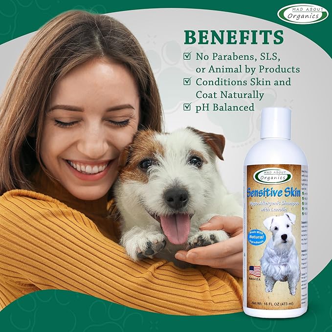 Dog Shampoo for Sensitive Skin - Lanolin-Enriched Formula - pH Balanced to Support Natural Oils - Light Citrus Scent - Suitable for All Dogs - Moisturizes and Softens Coats - 16 oz