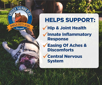 Grizzly Pet Products Salmon Plus Omega 3-6-9 Food Supplement for Dogs and Cats, 16 Ounce