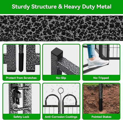 Dog Playpen Outdoor 16 Panels Heavy Duty Dog Fence 40" Height Anti-Rust with Doors Portable for RV Camping Yard, Total 36FT, 103 Sq.ft, Snowy Black