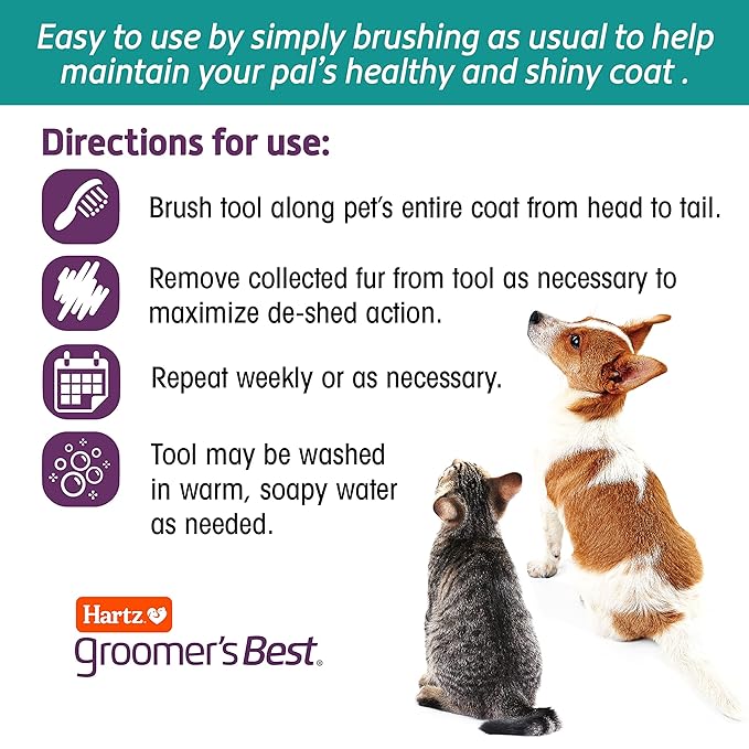 Hartz Groomer's Best Deshedding Slicker Dog Brush, Black/Violet, Dogs