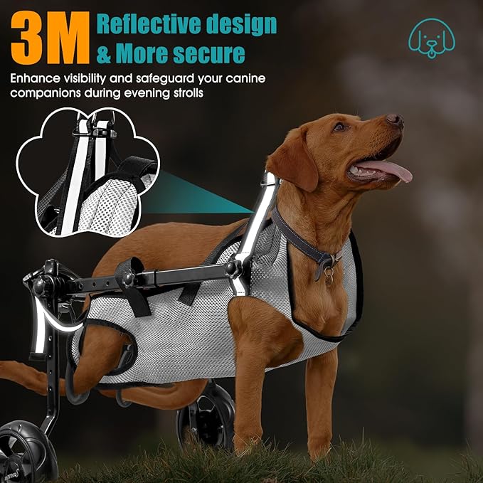 Dog Wheelchair for Back Legs, Wheelchair for Small & Medium Dog, Dog Wheelchair Cart, Doggy Wheelchair with Disabled Hind Legs, Walking Mobility Aids for Small Pet, Hind Limbs Dog Cart with Wheels