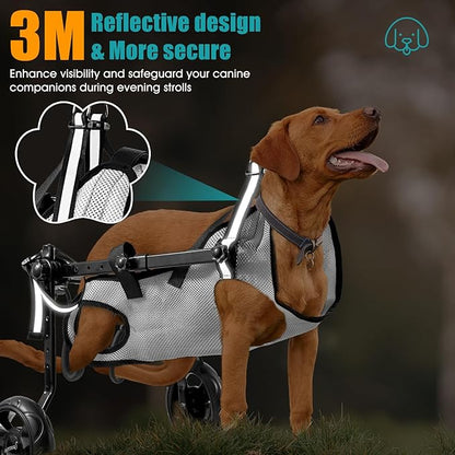 Dog Wheelchair for Back Legs, Wheelchair for Small & Medium Dog, Dog Wheelchair Cart, Doggy Wheelchair with Disabled Hind Legs, Walking Mobility Aids for Small Pet, Hind Limbs Dog Cart with Wheels