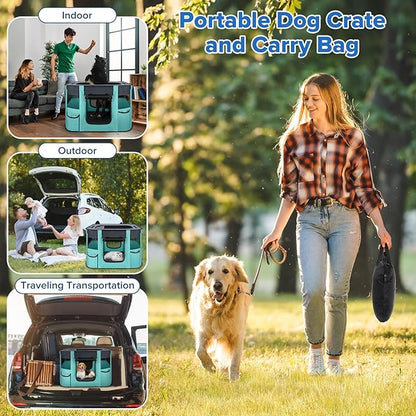 Portable Pet Playpen - Foldable Dog Playpen Indoor - Dog Kennel Indoor Cat Tent Puppy Playpen for Indoors, Water-Resistant+Uv Shade Cover, Pet Playpen with Free Carring Bag (A-Small)