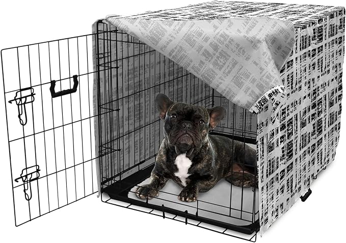 Ambesonne Black and White Dog Crate Cover, Watercolor Stained Pattern Tie Dye Digital Print Shibori Inspired Hippie, Easy to Use Pet Kennel Cover for Cats & Medium Dogs, 30 Inch, White Black