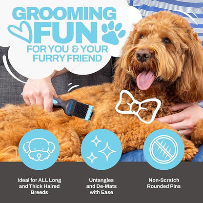Doodle Brush for Dogs  Dog Brush for Doodle, Goldendoodle, Bernedoodle, Poodles  Flexible Head Dog Detangler for Dematting - Brushes for Doodles - Slicker Brushes for Grooming - Single Head