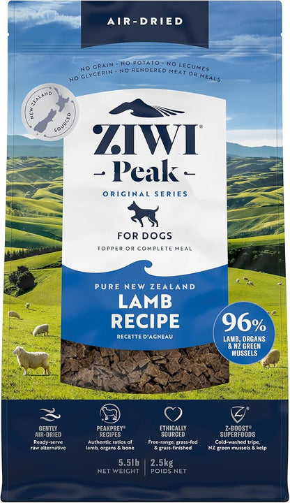 ZIWI Peak Air-Dried Dog Food  Lamb - All Natural, High Protein, Grain Free, Limited Ingredient w/ Superfoods (88oz)