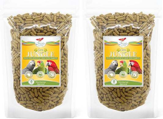 Scenic Corn Jungle Premium Parrot Food - Natural Flavors, High Protein, Low Iron Bird Pellets for Large Parrots, Macaw Food, Cockatoo, African Grey Parrots, Omega 3, Vitamins, Minerals, 2lb(Pack of 2)