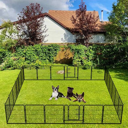 BestPet | Dog Playpen | 32 Inch, 24 Panels | Heavy Duty Metal Pet Exercise Pen | Indoor Outdoor Fence Panels | Rust-Resistant, Removable, Tool-Free Setup | Anti-Skid, Expandable Design