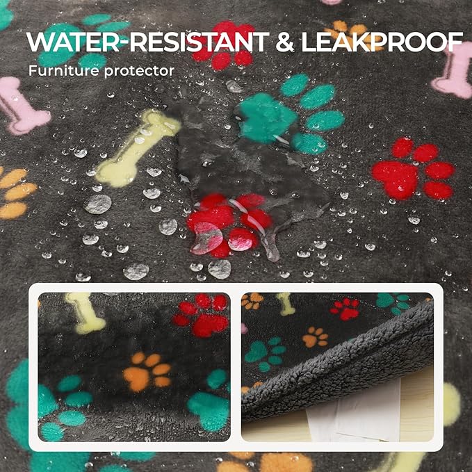 Luciphia Waterproof Pet Blankets for Couch Sofa Bed Cover Cat Liquid Pee Proof Washable Soft Fluffy Large Dog Blanket Reversible Furniture Protection Puppy Grey Bone Thicken Smallï¼40" x 28"ï¼