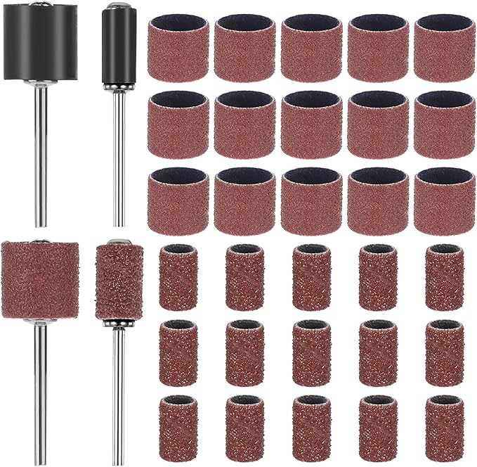 34pcs Dog Nail Grinder Pet Nail Grinder for Dogs Replacement Kit Sanding Drum Set with Grit Sanding Bands Pet Nail Smoother Dog Claw Care Rotary Tool Kit Dog Claw Trimmer Tools (120 Grit +80 Grit)