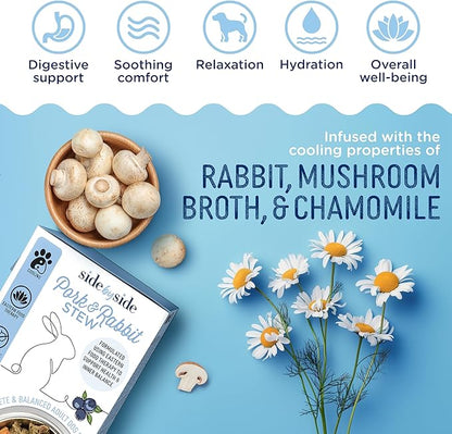 Side by Side Pork & Rabbit Stew - Cooling Wet Dog Food & Dog Food Topper for All Breeds - Made with Nutrients & Whole Raw Ingredients - No Artificial Additives or Fillers - USA Made (12.5 oz, 6-Pack)
