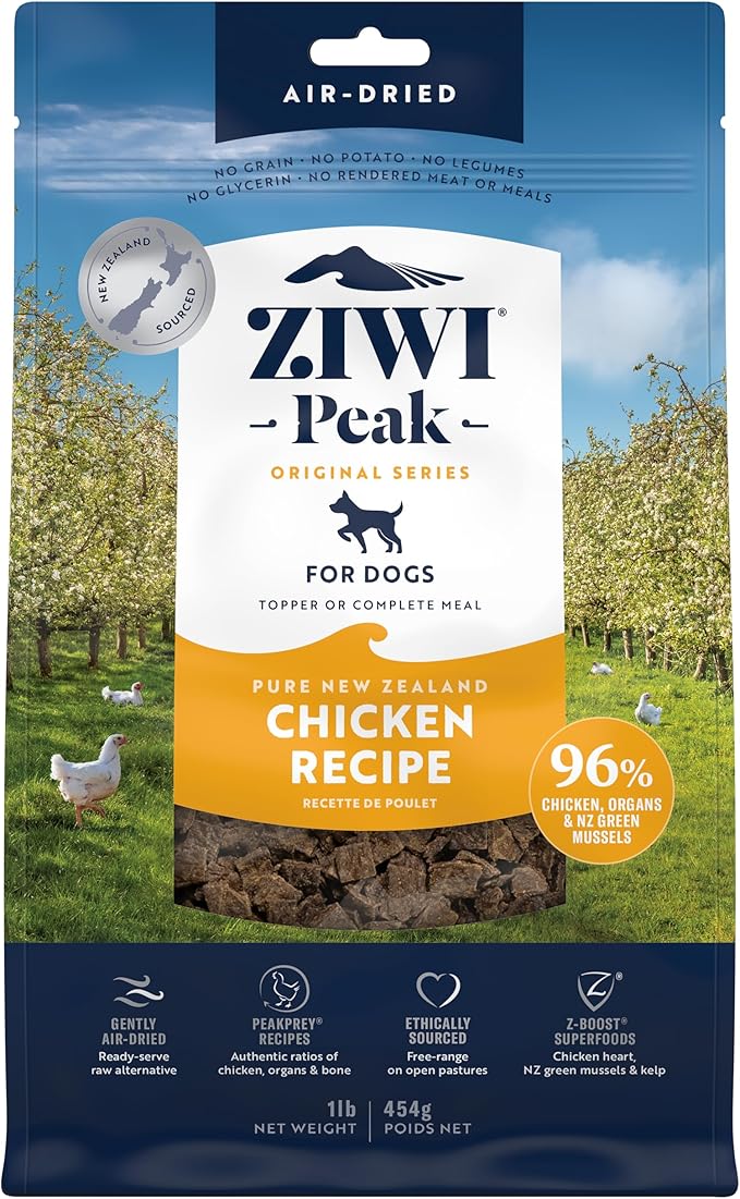 ZIWI Peak Air-Dried Dog Food  Chicken - All Natural, High Protein, Grain Free, Limited Ingredient w/ Superfoods (16oz)