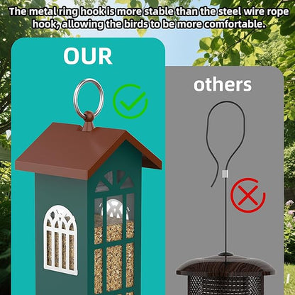 Metal Bird Feeder The Most Popular Bird Feeders for Outdoors Hanging,Waterproof and Rust-Proof,Easy Cleaning,Wild Bird Feeders Attracting Chickadees Goldfinches Cardinals Finches and Sparrows