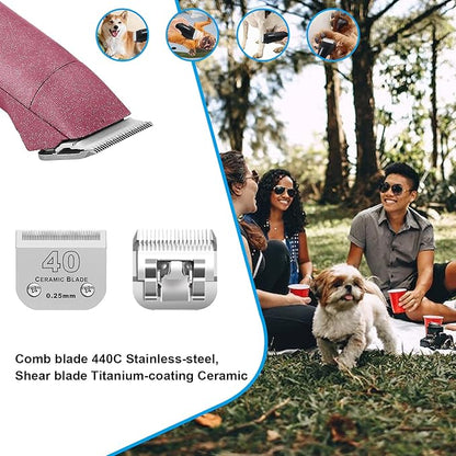 3 Pack 40# Detachable Pet Dog Grooming Ceramic Blades,Compatible with Andis,Oster A5,Wahl KM-10 Series,Size #40 Blade 1/100-Inch 0.25MM Cut Length