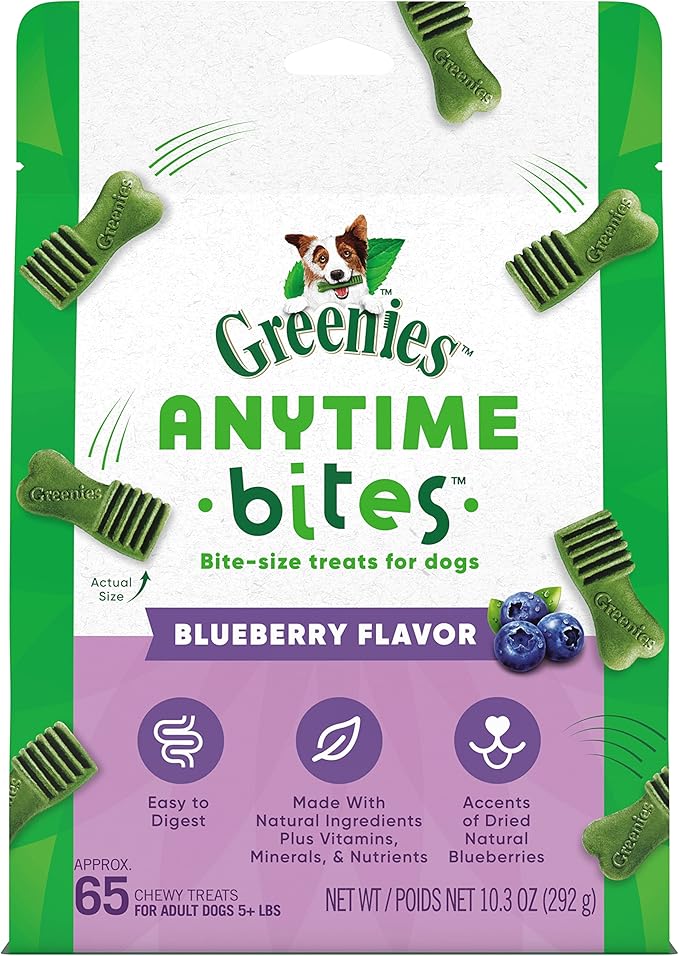 Greenies Anytime Bites Dog Treats, Blueberry Flavor, 10.3 oz. Bag