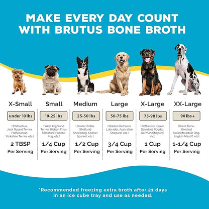 Brutus Bone Broth for Dogs - Bone Broth Powder with Chondroitin Glucosamine & Turmeric - Human Grade Dog Food Toppers for Dry Food & Picky Eaters - 5 Stick (Beef)