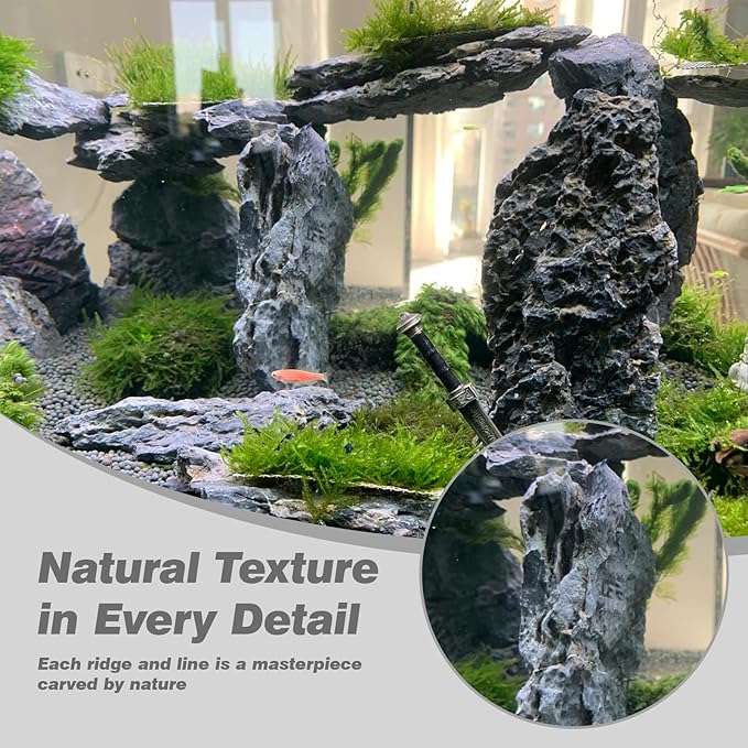 Unocho Aquarium Rocks Natural Seiryu Stone 20LB Aquascaping Rocks for Fish Tank, Aquarium Landscaping & Decoration, Miniature Models & Fairy Garden (310 Inches)