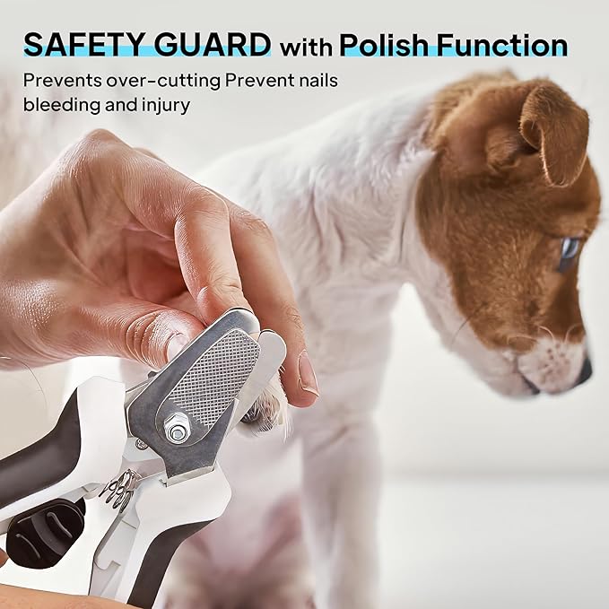 PetiFine LED Dog Nail Clippers with Light, Dog Nail Trimmer with Safety Guard & Nail File, Razor Sharp Blades, Pet Nail Trimmer/Clipper for Large & Medium Breeds (Batteries-Included)