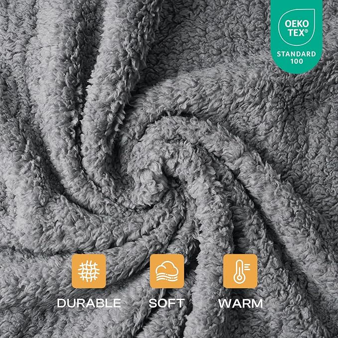 1 Pack 3 Calming Blankets Fluffy Premium Fleece Pet Blanket Soft Sherpa Throw for Dog Puppy Cat Grey Medium (30_20'')