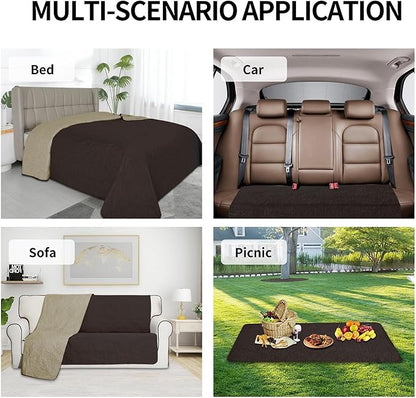 Easy-Going Waterproof Dog Bed Cover Reversible Leak Proof Pet Blanket Replacement Mat for Furniture Washable Couch Cover Sofa Cover for Dogs Cat(40x50 Inch, Chocolate/Beige)