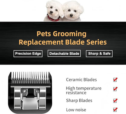 7F Dog Clipper Blade: Titanium Coated SK2 Steel, Universal Fit for Andis, Oster A5, Wahl KM - 1/8" Cut for Dogs & Cats